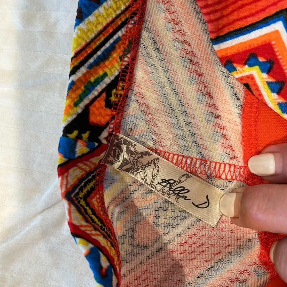 Bella D Sleeveless Dress Size Medium Padded Breast area Orange Chevron Design - Picture 5 of 8